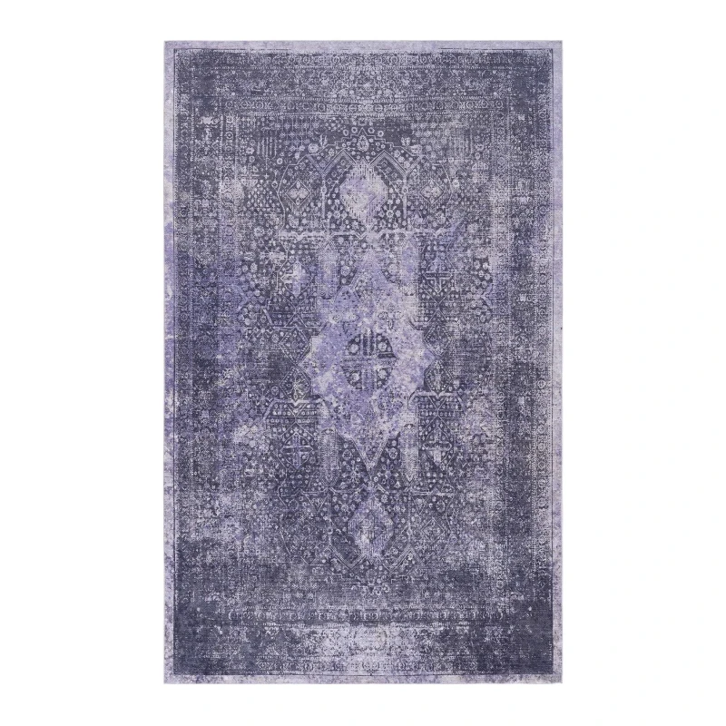 8x10 Washable Kid and Pet Friendly Area Rug, Low-Pile Non-Slip Non-Shedding Rug Blanket, for Living Room, Bedroom, Kitchen, Anthracite