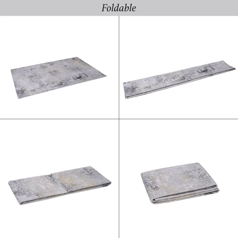 5x8 Non-Slip Machine Washable Area Rug with Low-Pile, Non-Shedding Kid and Pet Friendly Carpet, 60" L x 96" W x 0.15" H, Gray