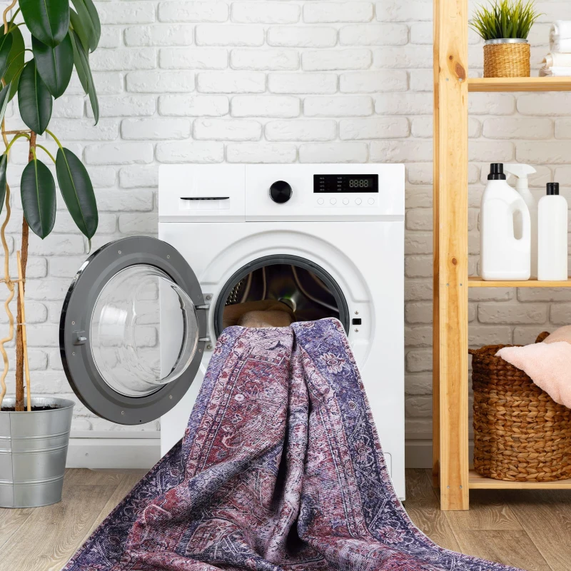 8x10 Washable Kid and Pet Friendly Area Rug, Low-Pile Non-Slip Non-Shedding Rug Blanket, for Living Room, Kitchen, Home Decor, Burgundy