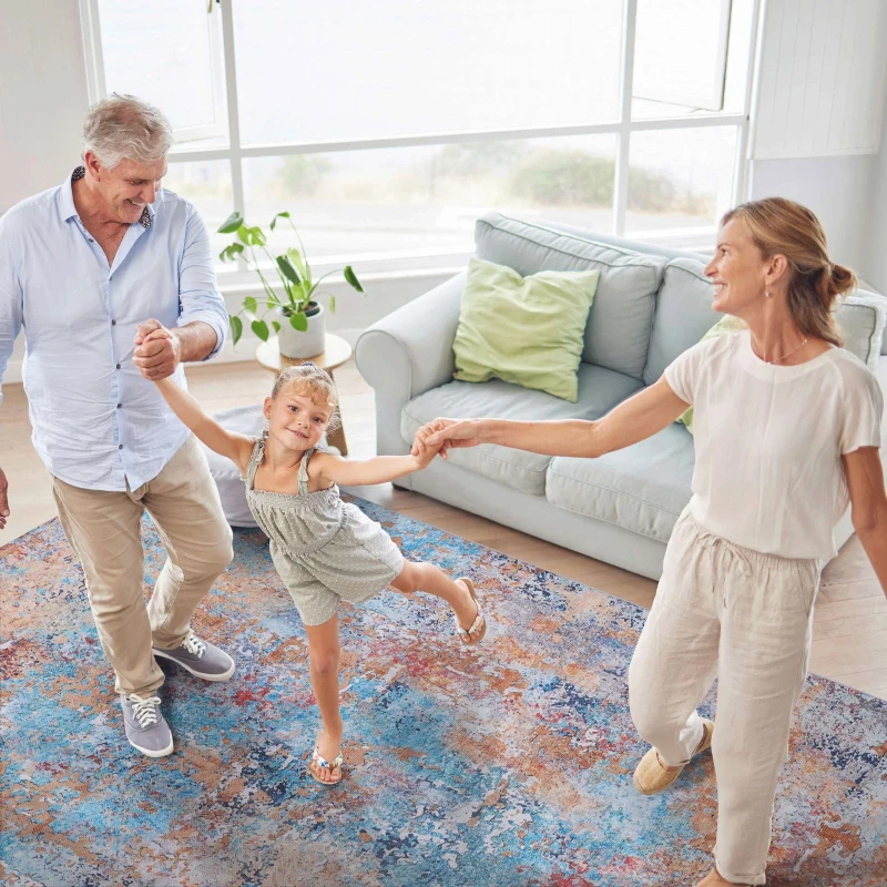 9x12 Machine Washable Non-Shedding Area Rug with Low-Pile, Carpet for Living Room, Dining Room, 108" L x 144" W x 0.15" H, Multicolor
