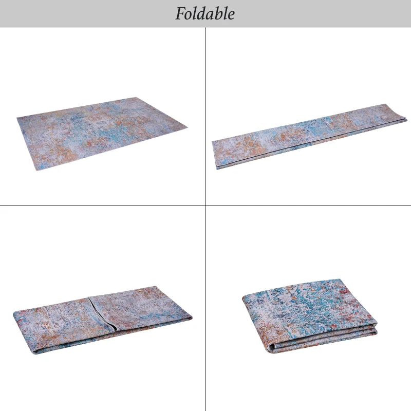 8x10 Washable Kid and Pet Friendly Area Rug, Low-Pile Non-Slip Non-Shedding Rug Blanket, for Living Room, Kitchen, Dining Room, Multicolor
