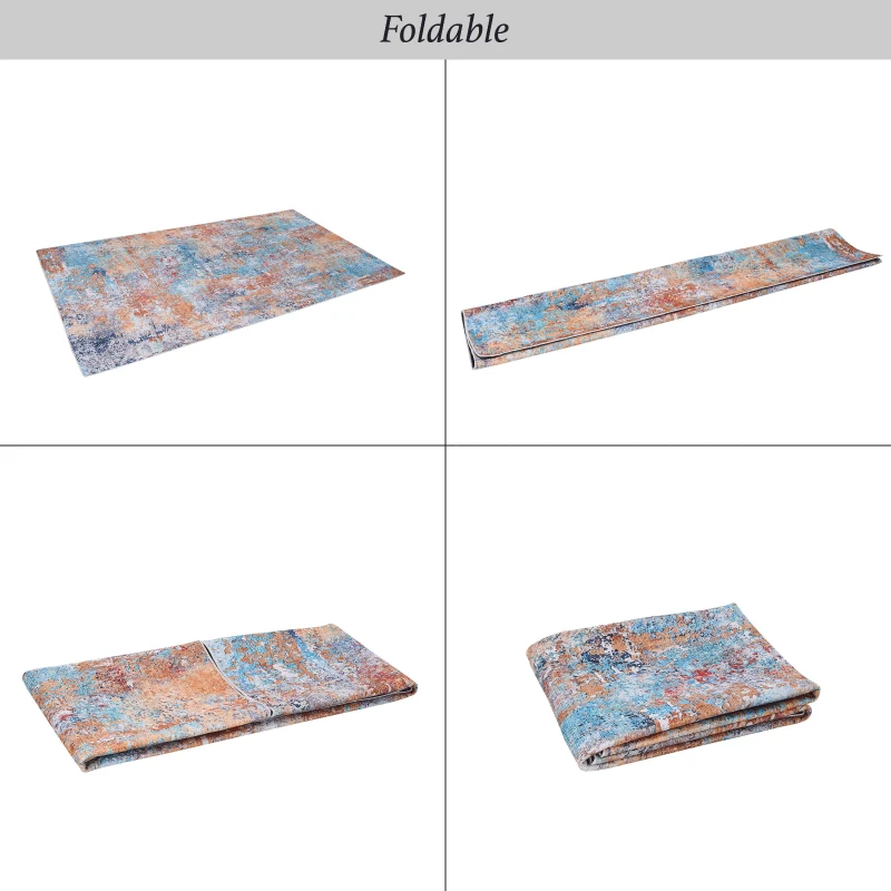8x10 Machine Washable Non-Shedding Area Rug with Low-Pile, Carpet for Living Room, Dining Room, 96" L x 120" W x 0.15" H, Multicolor