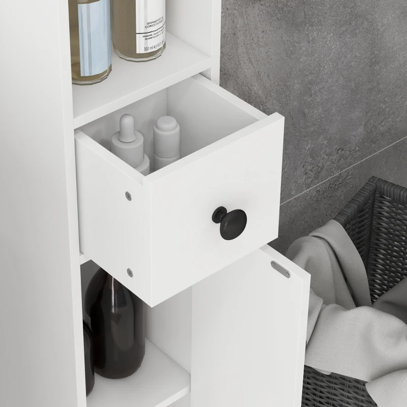 kleankin 71" Tall Bathroom Storage Cabinet, Narrow Bathroom Cabinet with Open Shelves, 2 Door Cabinets, Adjustable Shelves, for Kitchen, Hallway, Living Room, White