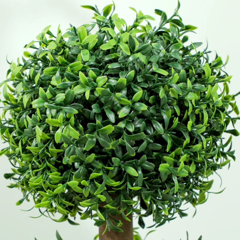 HOMCOM 2 Pack 40" Artificial Trees, Boxwood Topiary Ball Trees with Pot for Indoor, Outdoor, Home Office, Living Room, Green