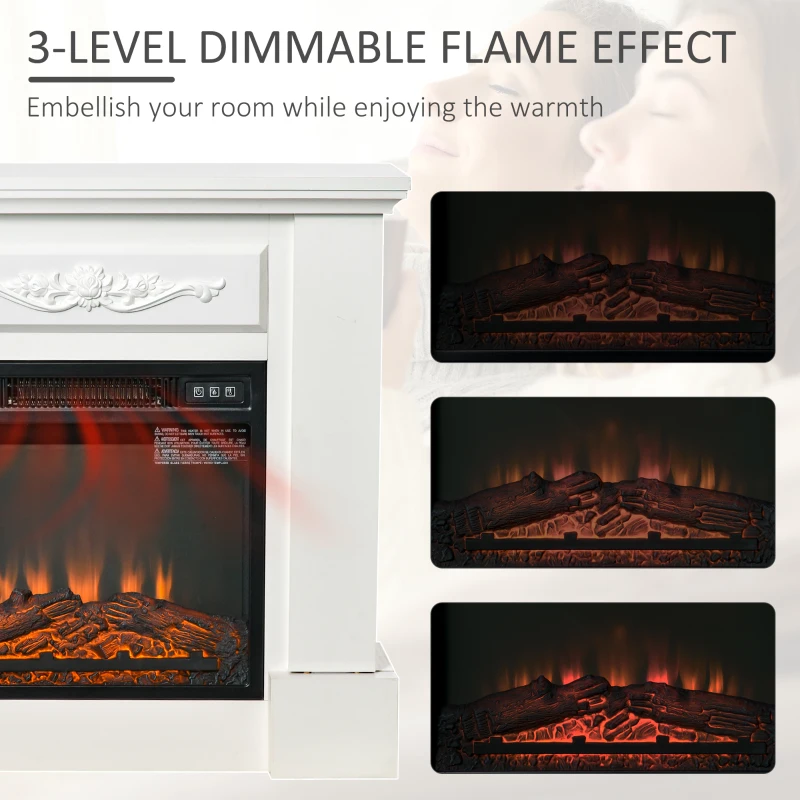 HOMCOM 32" W x 30" H Electric Fireplace Mantel TV Stand, Media Console Center Cabinet with Remote Control, 1400W, White