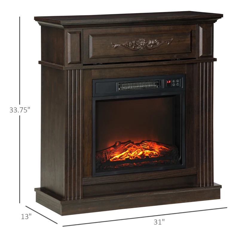 HOMCOM Electric Fireplace TV Stand for TV's up to 40" Flat Screen, Living Room Media Entertainment Console with Storage, Brown