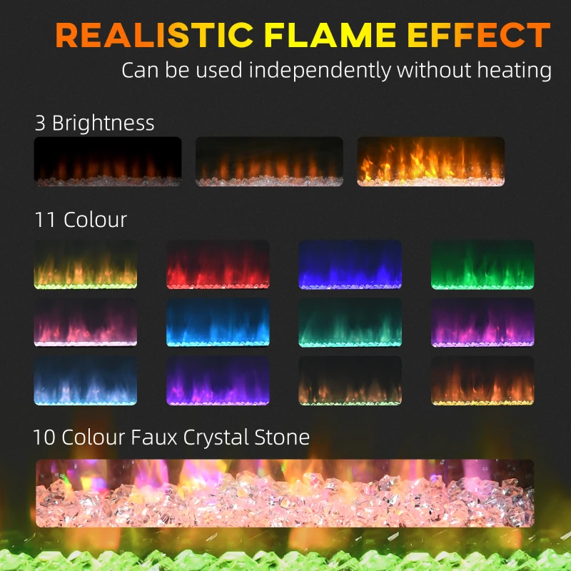 HOMCOM 21.5" Electric Fireplace with Mantel, 1500W Wall Mounting and Freestanding Fireplace Heater with Remote Control, Overheat Protection, 12H and Weekly Timer, Eco Mode, White