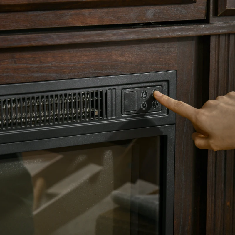 HOMCOM Electric Fireplace TV Stand for TV's up to 40" Flat Screen, Living Room Media Entertainment Console with Storage, Brown