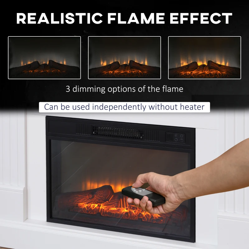 HOMCOM Electric Fireplace Mantel TV Stand for TV's up to 46", Living Room Media Entertainment Console with Adjustable Storage Shelves, White