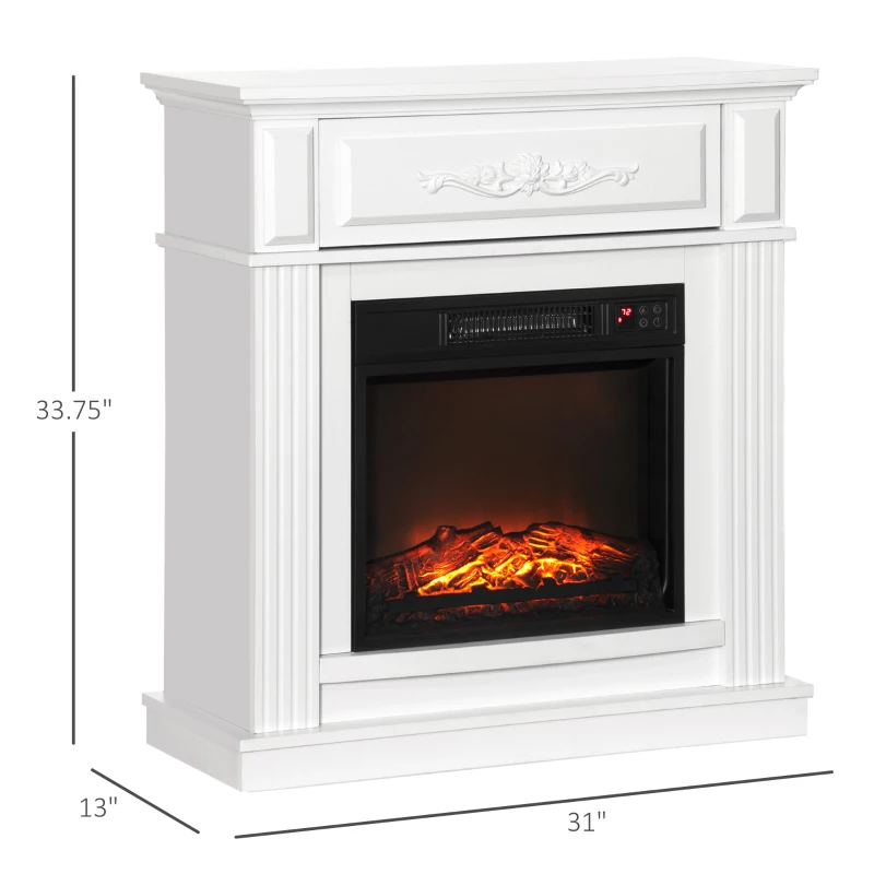 HOMCOM Electric Fireplace TV Stand for TV's up to 40" Flat Screen, Living Room Media Entertainment Console with Storage, White