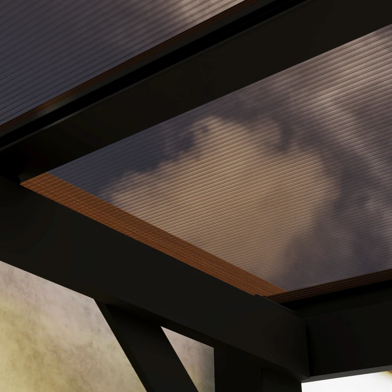 Outsunny 10' x 10' Hardtop Gazebo Wall-Mounted / Free Standing Outdoor Pergola with UPF 50+ & Waterproof Polycarbonate Roof