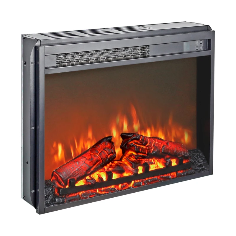 23" Remote Control Electric Fireplace Insert with Timer and Overheating Protection, Ultra Thin Heater with Realistic Flame, Antique Black