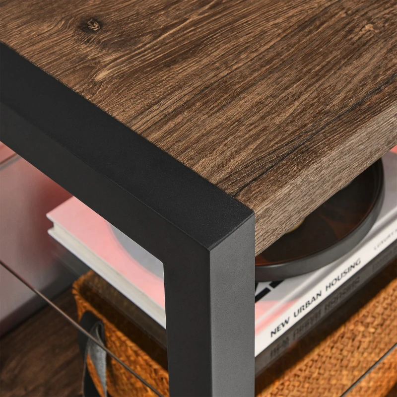 60" Electric Fireplace Media TV Stand Fits TVs up to 70" with Sync LED Lights, Flame Settings, and Storage Space, Reclaimed Barnwood