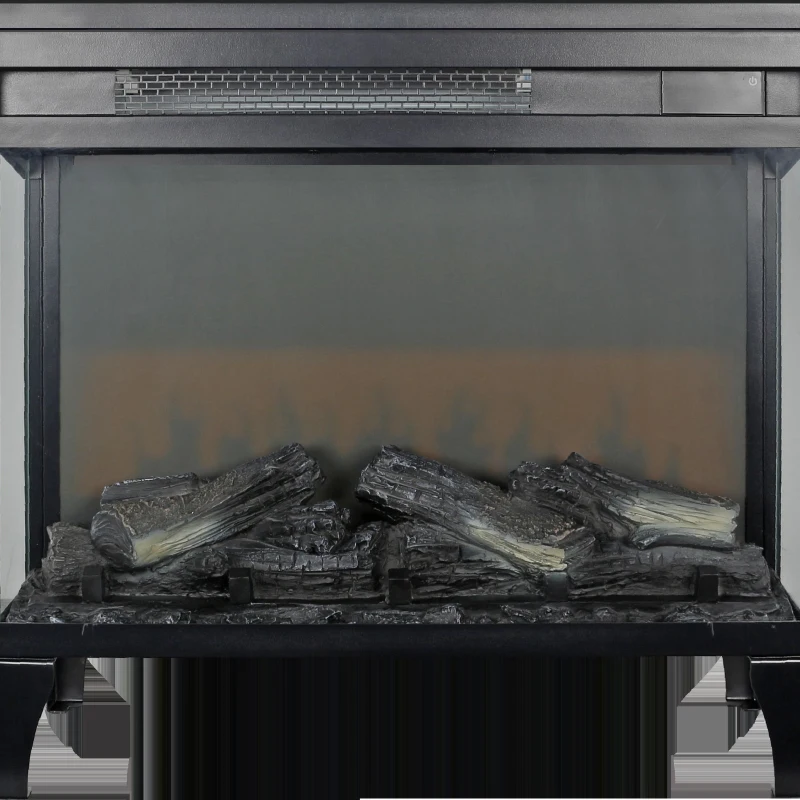 24" Freestanding Design 3-Sided Glass Electric Fireplace with Remote Control, Adjustable Flame Effects, and Easy Installation, Antique Black
