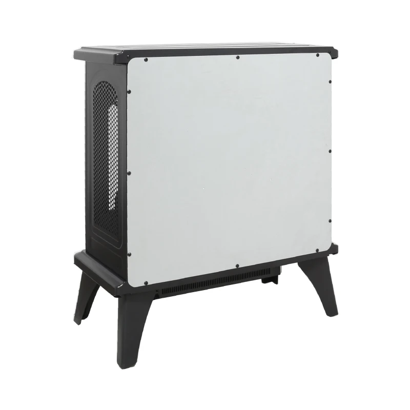 24" Free-Standing Design Electric Infrared Quartz Fireplace Stove with 11 Temperature Settings, 3D Flames, and Remote Control, Antique Black