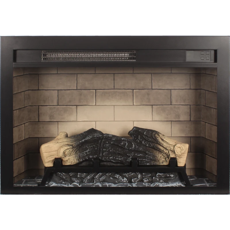 28" Electric Fireplace Insert with Multicolored Flames, Adjustable Brightness, and Remote Control, Antique Black