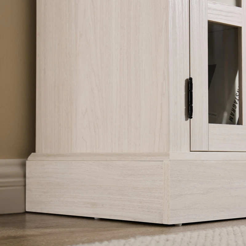 58" Entertainment Center with 23" Electric Fireplace, Glass Doors, TV Stand with Storage for TVs up to 70 Inch, 58" L x 15.5" W x 32" H, White