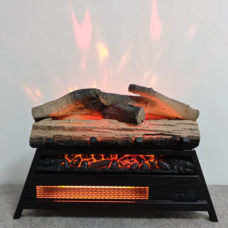 23" Remote Control 3D Electric Fireplace Insert with Infrared Heater, Adjustable Flame Brightness, and Timer Function, Antique Black