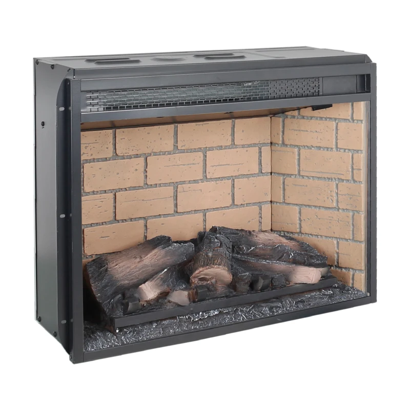 23" Infrared Quartz Heater Fireplace Insert with Realistic Flame, Adjustable Brightness, CSA/UL Certified, Antique Black