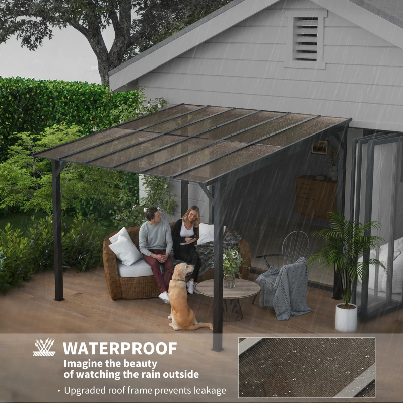 Outsunny 10' x 10' Hardtop Gazebo Wall-Mounted / Free Standing Outdoor Pergola with UPF 50+ & Waterproof Polycarbonate Roof