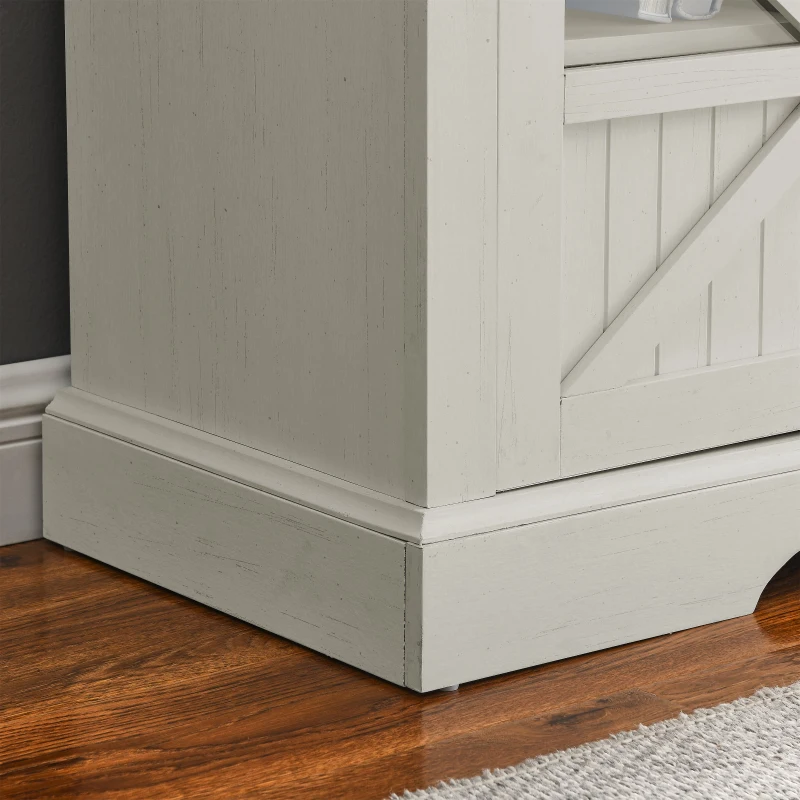 60" Electric Fireplace Entertainment Center with Door Sensor, Adjustable Flame Brightness, Remote Control, 60" L x 16" W x 32" H, White