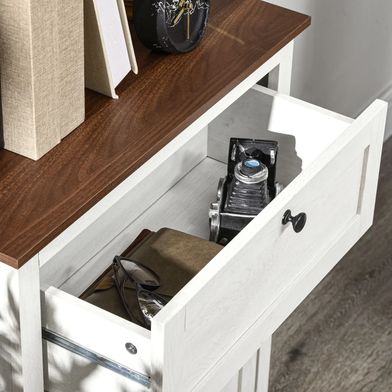 HOMCOM Farmhouse Sideboard Storage Cabinet with Doors and Drawer for Kitchen, Living room, 23.6" x 11.8" x 34.4", White