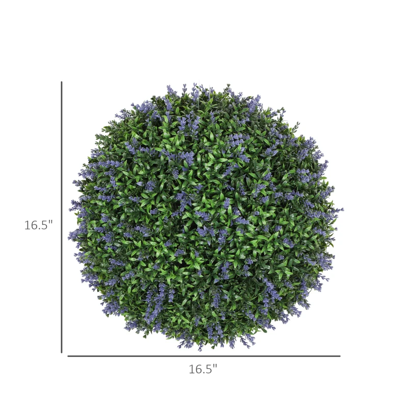 HOMCOM 2 Pack Artificial Plant Lavender Topiary Balls, 16.5 Inch