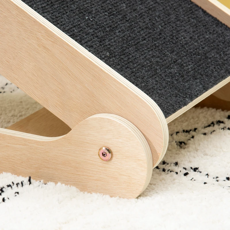 PawHut Dog Ramp for Bed Couch, Foldable Pet Ramp Height Adjustable 4 Levels from 14.75" to 24.5" for Cats and Small Dogs with Non-Slip Carpeted Surface, Natural