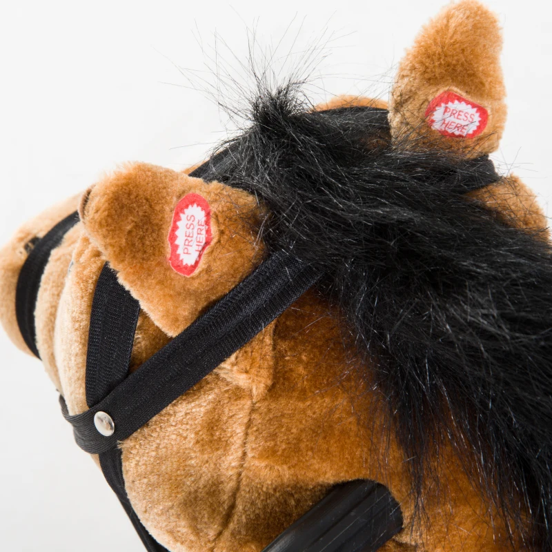 Qaba Durable Kids Plush Spring Rocking Horse, Ride On Rocking Horse with Realistic Sounds, Brown