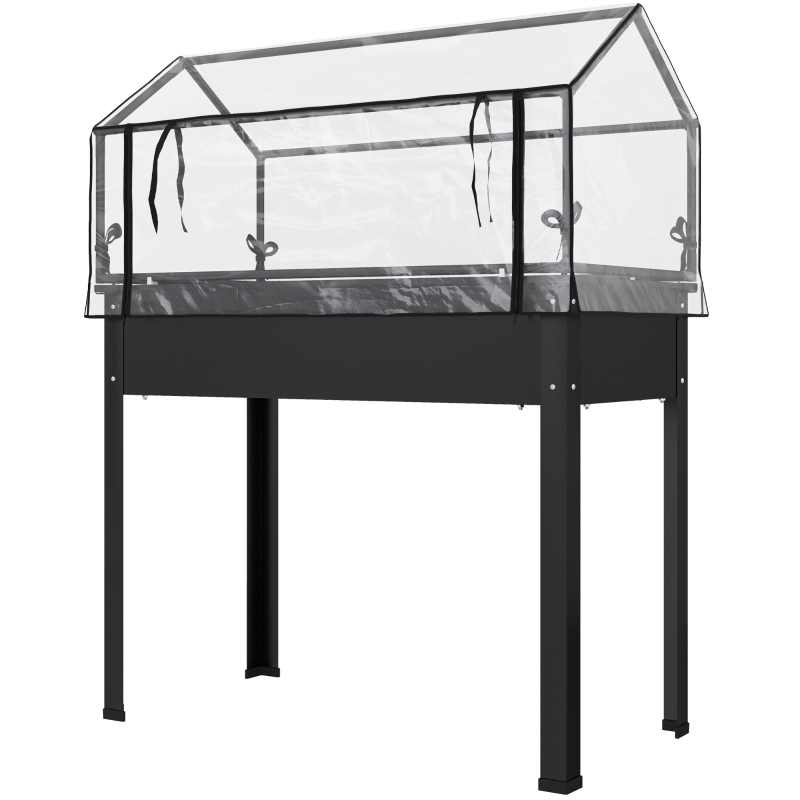 OURHOME 
キルティングベスト Outsunny Raised Garden Bed with PE Greenhouse Cover Outdoor
