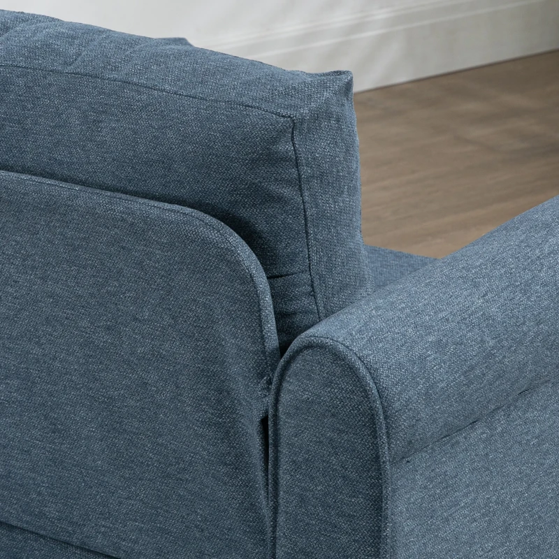 HOMCOM Vintage Armchair, Upholstered Accent Chair with Rolled Arms, Gourd-Shaped Rubber Wood Legs, Dark Blue