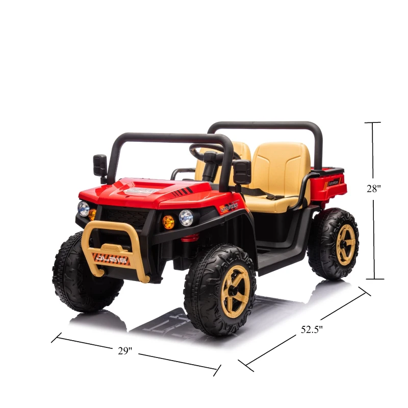 24V 2-Seater Kids Ride On UTV with Parent Control, Automatic Tipping Bucket, Ride on Toys with Slow Start and Bluetooth, for Ages 3-8, Red