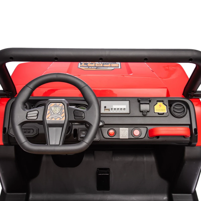 24V 2-Seater Kids Ride On UTV with Parent Control, Automatic Tipping Bucket, Ride on Toys with Slow Start and Bluetooth, for Ages 3-8, Red