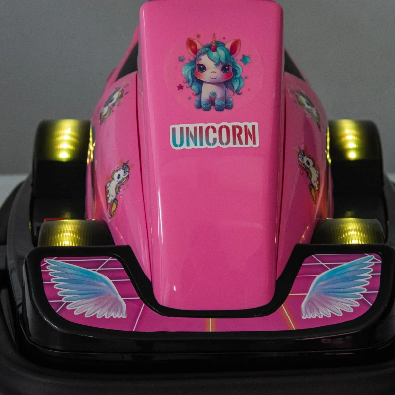 12V Kids Ride On Bumper Car with 360° Rotation, Sound Effects, LED Lights, Music, Toy Motor Car for Ages 3-5, 30" L x 21" W x 19" H, Pink