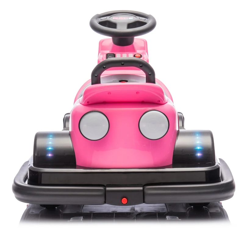 12V Kids Ride On Bumper Car with 360° Rotation, Sound Effects, LED Lights, Music, Toy Motor Car for Ages 3-5, 30" L x 21" W x 19" H, Pink