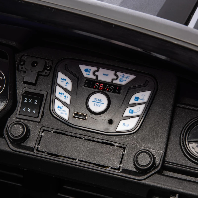 24V 2-Seater Kids Electric Pickup with 4WD 800W Motors, Remote Control, USB, Bluetooth, Safety Belts, Ages 3+, 47" L x 31" W x 27.5" H, Black