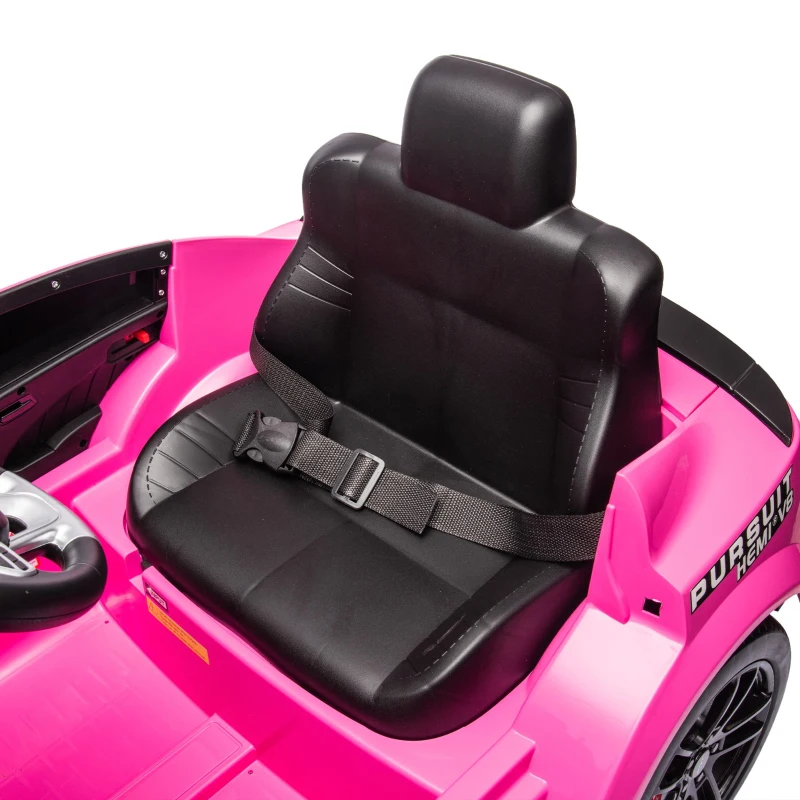 12V Licensed Dodge Kids Police Car with Remote Control, Anti-Collision Bar, Alarm Lights, 4-Wheel Suspension, 42" L x 27" W x 19.5" H, Pink