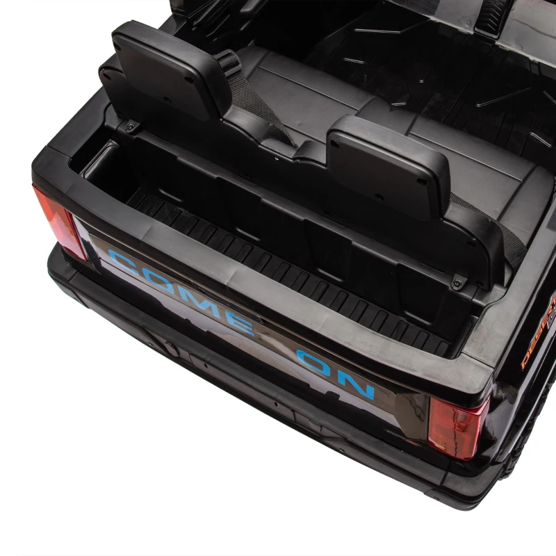 24V 2-Seater Kids Electric Pickup with 4WD 800W Motors, Remote Control, USB, Bluetooth, Safety Belts, Ages 3+, 47" L x 31" W x 27.5" H, Black