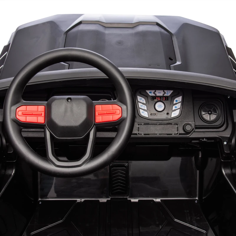 24V 2-Seater Kids Electric Pickup with 4WD 800W Motors, Remote Control, USB, Bluetooth, Safety Belts, Ages 3+, 47" L x 31" W x 27.5" H, Black