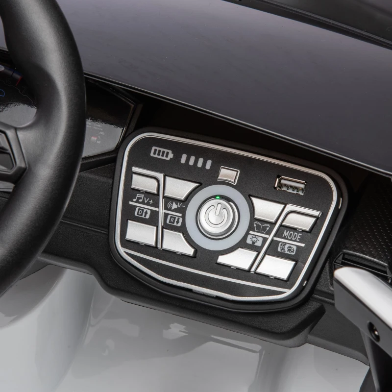 24V Lamborghini Huracan Sto Kids Drift Car with Remote Control, Dual-Drive Suspension, LED Lights, USB, Ages 3-8, 46" L x 27" W x 17" H, White