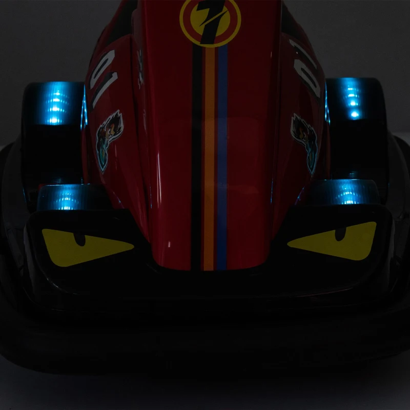 12V Kids Bumper Car with 360° Rotation, Sound Effects, LED Lights, Steering Wheel Music, Toy Car for Ages 3-5, 30" L x 21" W x 19" H, Red