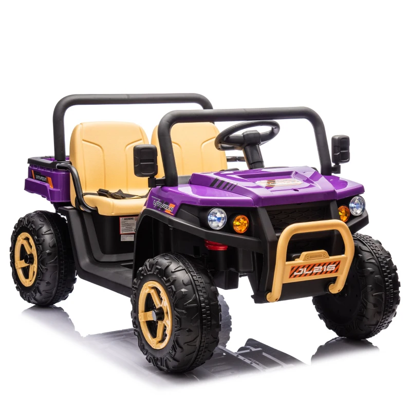 24V 2-Seater Kids Ride on UTV with Remote Control, Rear Wheel Suspension, Ride on Toys with LED Lights and Bluetooth for Ages 3-8, Purple