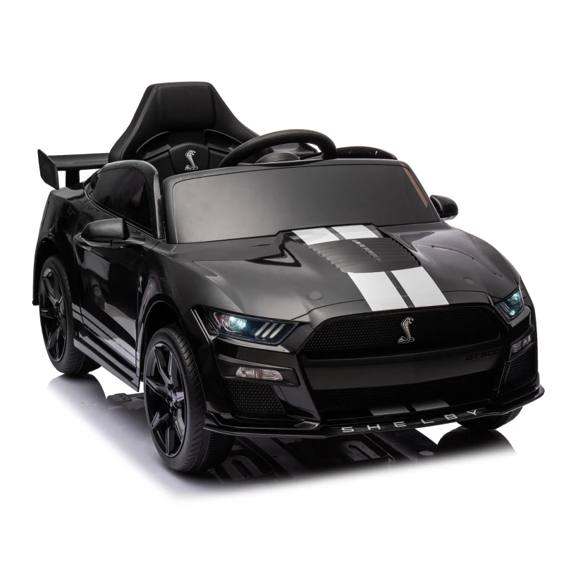 12V 3-Speed Ford Mustang Shelby GT500 Ride-On Car with Remote Control and Safe Belt, Ride on Toys with AUX/USB MP3 for Kids Age 3+, Black