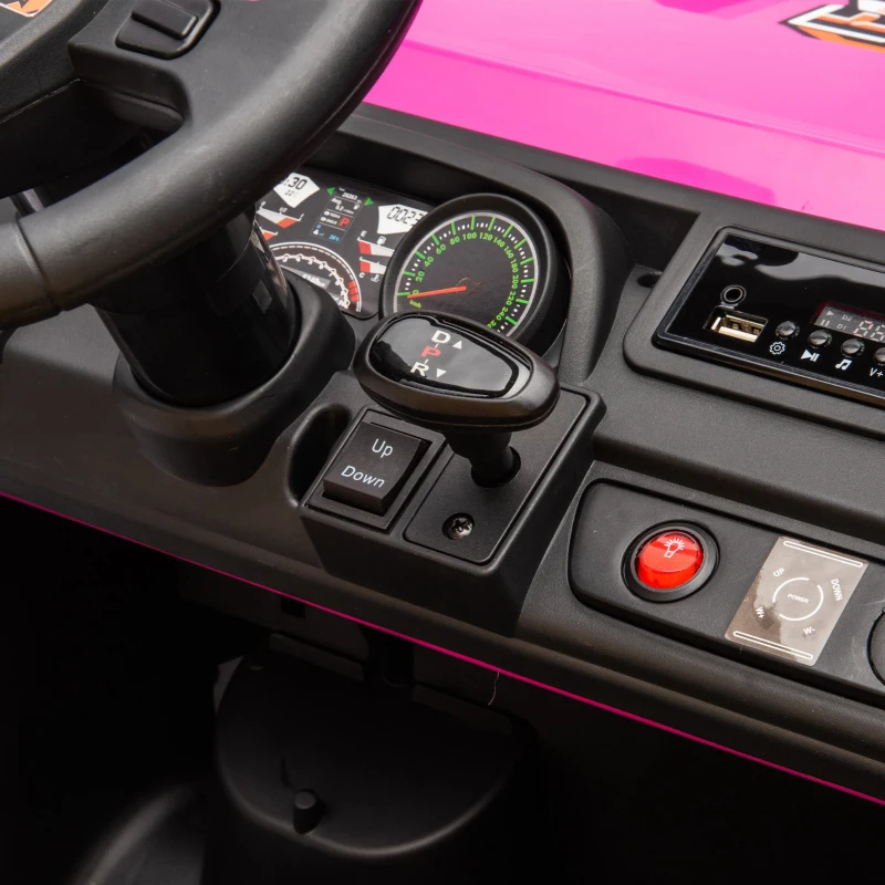24V 2-Seater Kids Ride on UTV with Parent Control, Automatic Tipping Bucket, Ride on Toys with LED Lights and Bluetooth for Ages 3-8, Pink