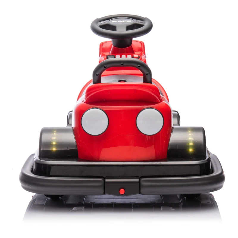 12V Kids Bumper Car with 360° Rotation, Sound Effects, LED Lights, Steering Wheel Music, Toy Car for Ages 3-5, 30" L x 21" W x 19" H, Red