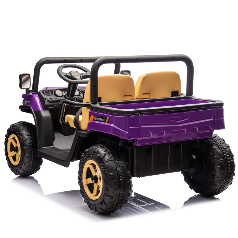 24V 2-Seater Kids Ride on UTV with Remote Control, Rear Wheel Suspension, Ride on Toys with LED Lights and Bluetooth for Ages 3-8, Purple