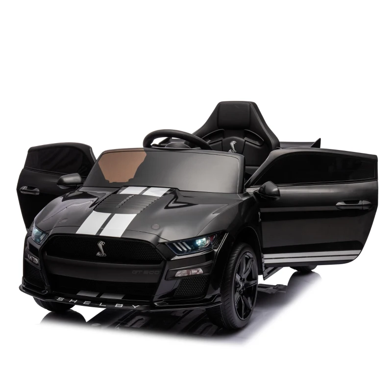 12V 3-Speed Ford Mustang Shelby GT500 Ride-On Car with Remote Control and Safe Belt, Ride on Toys with AUX/USB MP3 for Kids Age 3+, Black