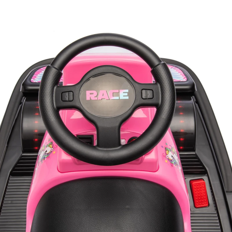 12V Kids Ride On Bumper Car with 360° Rotation, Sound Effects, LED Lights, Music, Toy Motor Car for Ages 3-5, 30" L x 21" W x 19" H, Pink