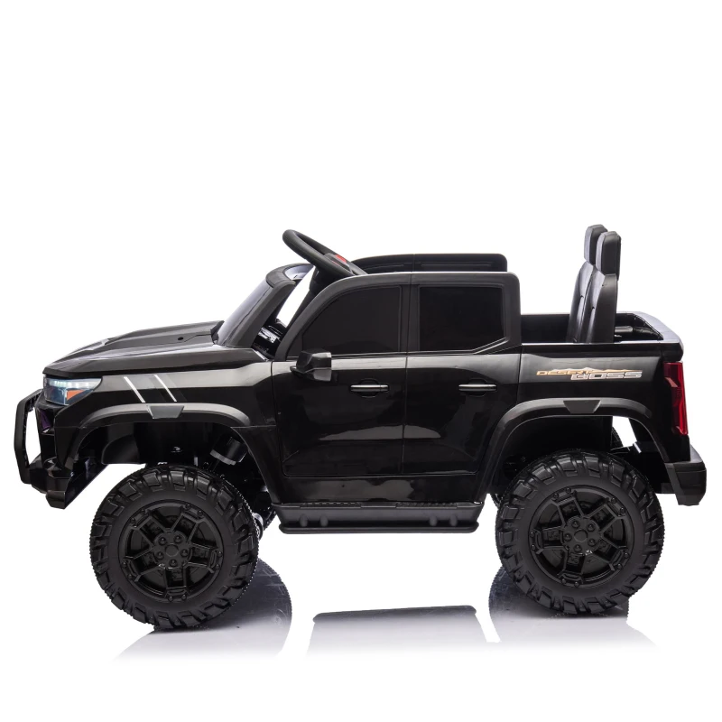 24V 2-Seater Kids Electric Pickup with 4WD 800W Motors, Remote Control, USB, Bluetooth, Safety Belts, Ages 3+, 47" L x 31" W x 27.5" H, Black