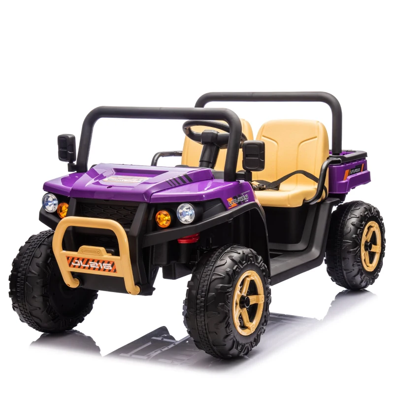 24V 2-Seater Kids Ride on UTV with Remote Control, Rear Wheel Suspension, Ride on Toys with LED Lights and Bluetooth for Ages 3-8, Purple